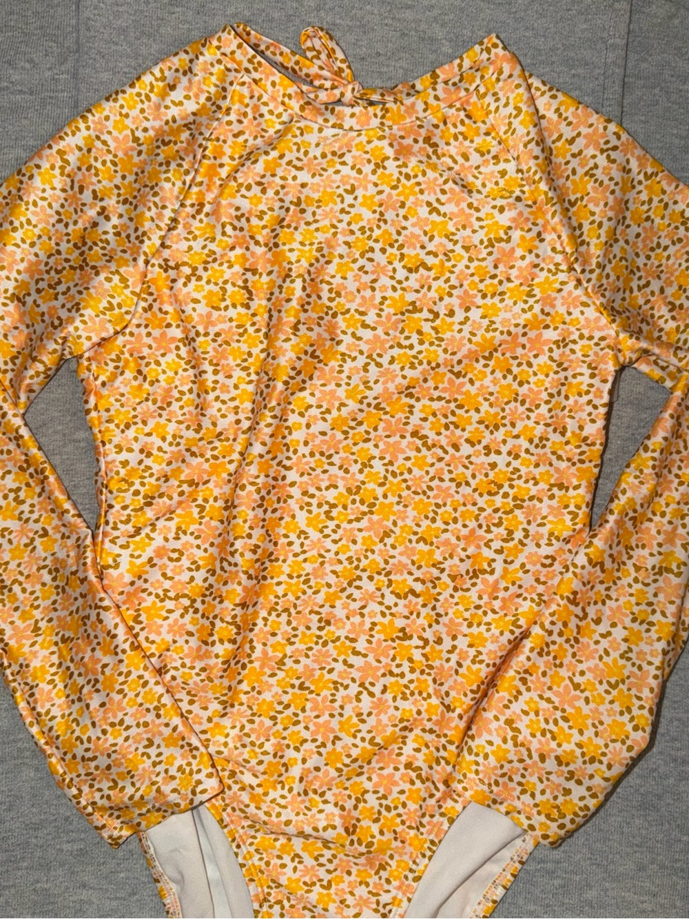 Art Class Long Sleeve Floral One-Piece Swimsuit in Yellow & Peach